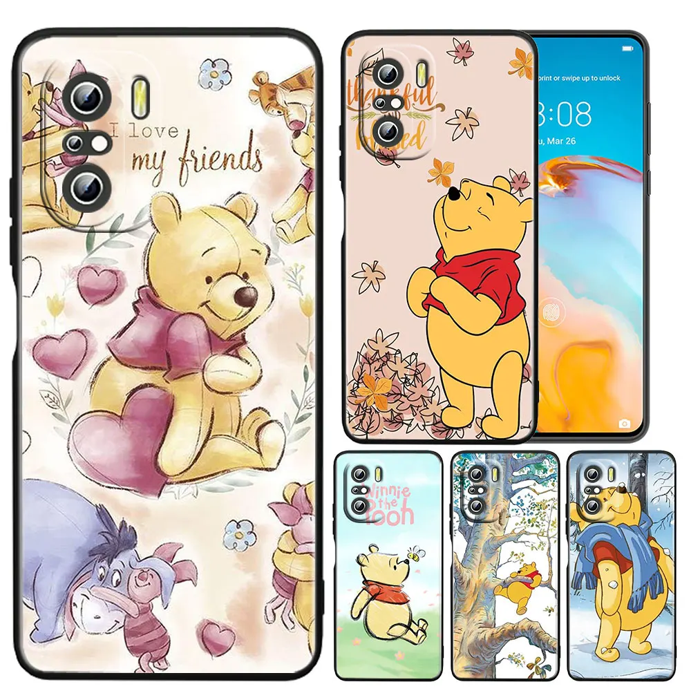 

Winnie the Pooh Cute Anime Case For Xiaomi Redmi K50 K40 Gaming K30 K20 Pro 5G 10X 9T 9A 9C TPU Soft Black Phone Cover Coque