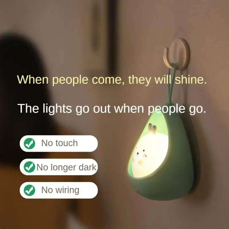 

Night Light with Sensor Control cute animal Human Induction lamp For Kids Bedroom USB Rechargeable Silicone LED wall lights