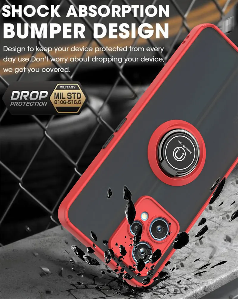 Чехол Realme 9 Pro Plus 5G RMX3392 RMX3393 противоударный магнитный металлический кольцевой