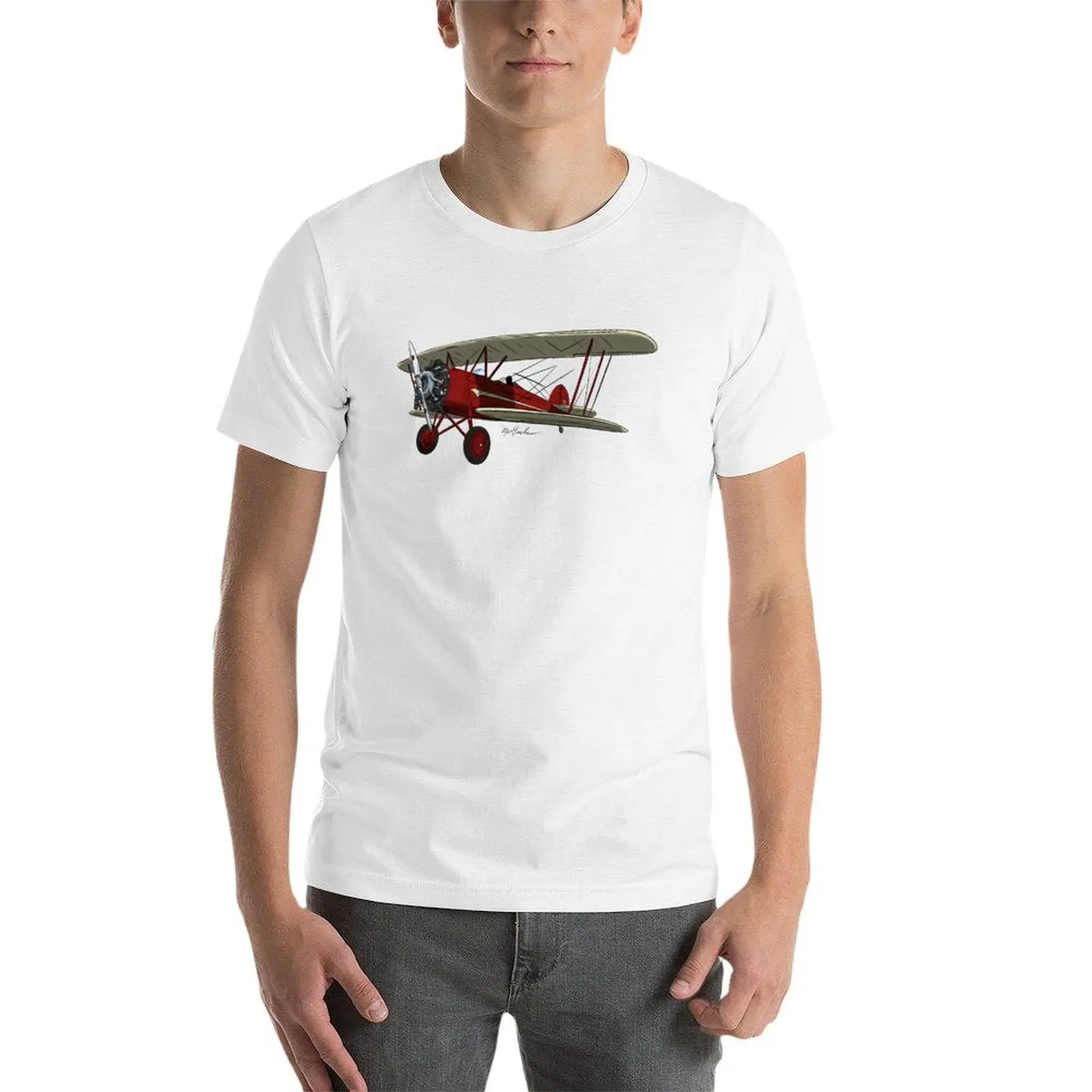 Фото Футболка WACO N9571H Bi Plane Airplane, большого размера, из мягкого хлопка №3