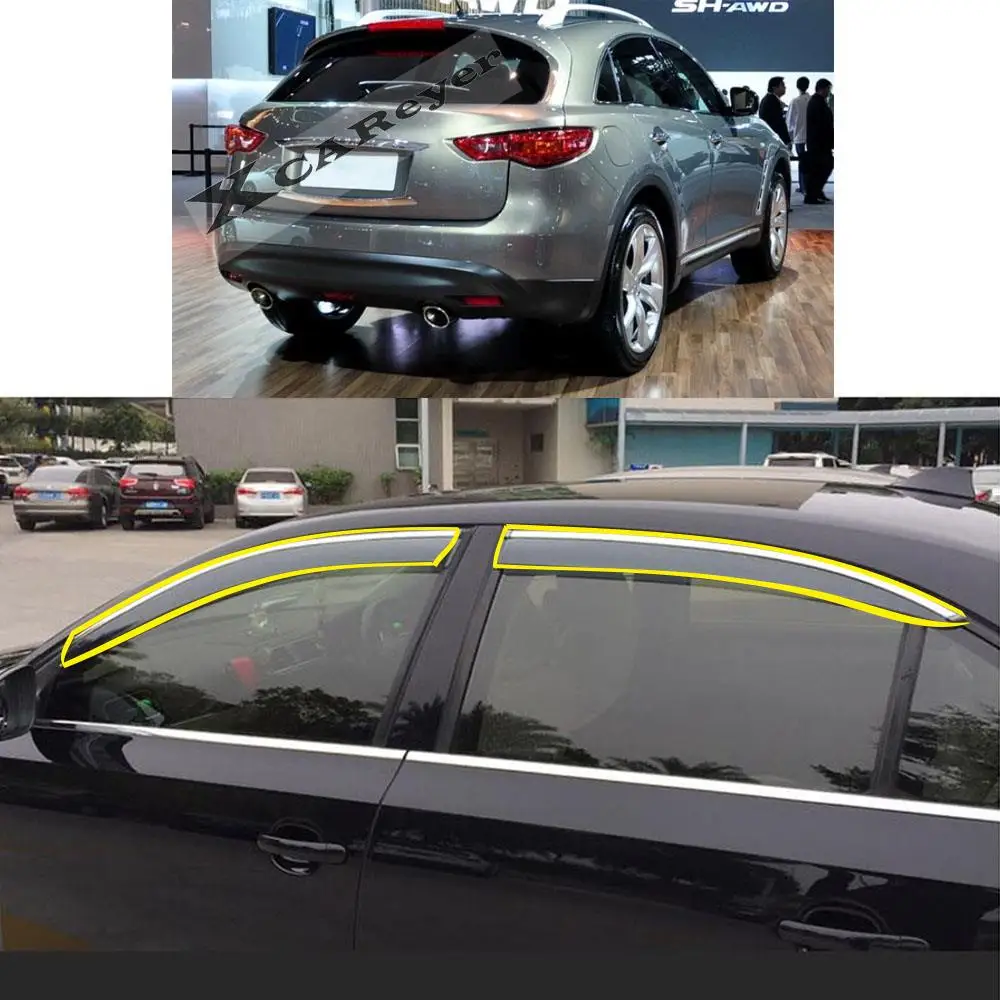 

Car Body Styling Sticker Plastic Window Glass Wind Visor Rain/Sun Guard Vent Awnings Parts For INFINITI FX35 2008 2009