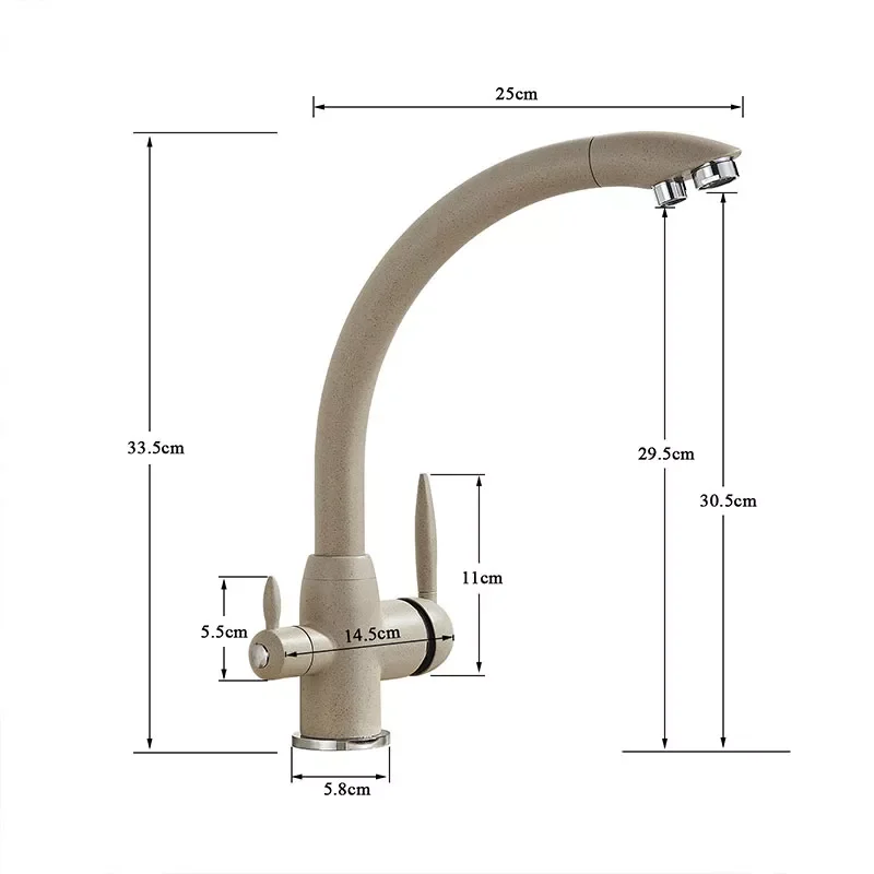 

Purified Kitchen Faucet Hot Cold Mixer Dual Handle Rotation Drinking Sink Mixer Tap Deck Mounted