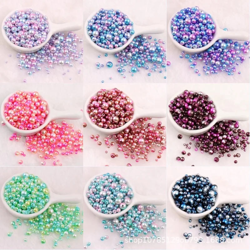 

4-12mm Perforated Mermaid Gradient Multicolored Pearl Symphony Full Circle Imitation Pearl Necklace Bracelet DIY Accessories
