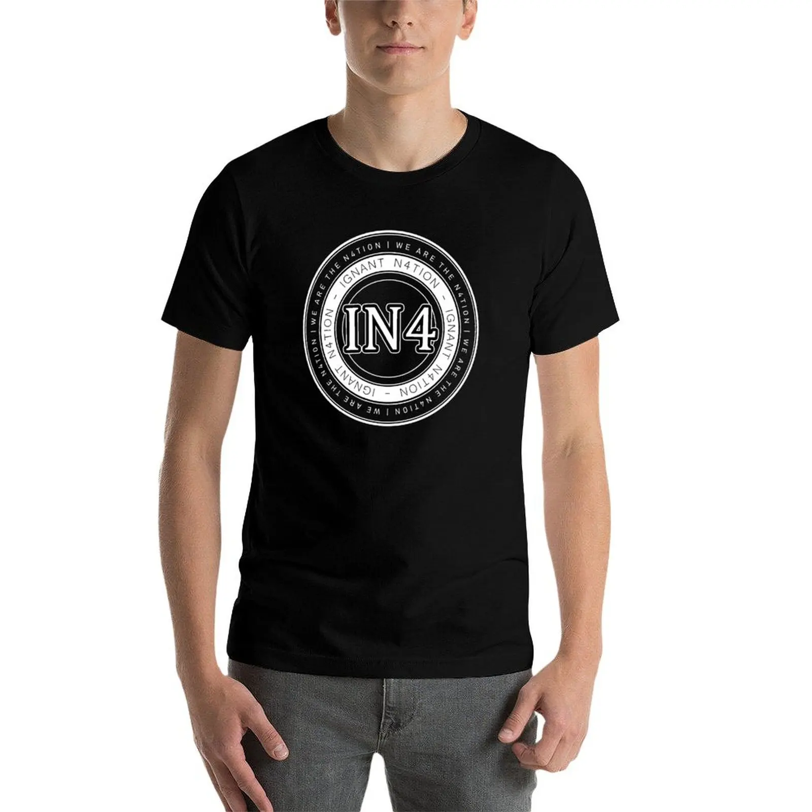 Фото Футболка с логотипом Ignant N4tion, мужская однотонная футболка, мужские футболки, повседневная мужская футболка №3