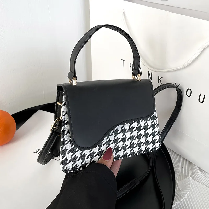 

Brand Houndstooth Pattern Women's Shoulder Bag Zebra Pattern Handbag PU Crossbody Bag Design Cow Pattern Square Bag Female Purse
