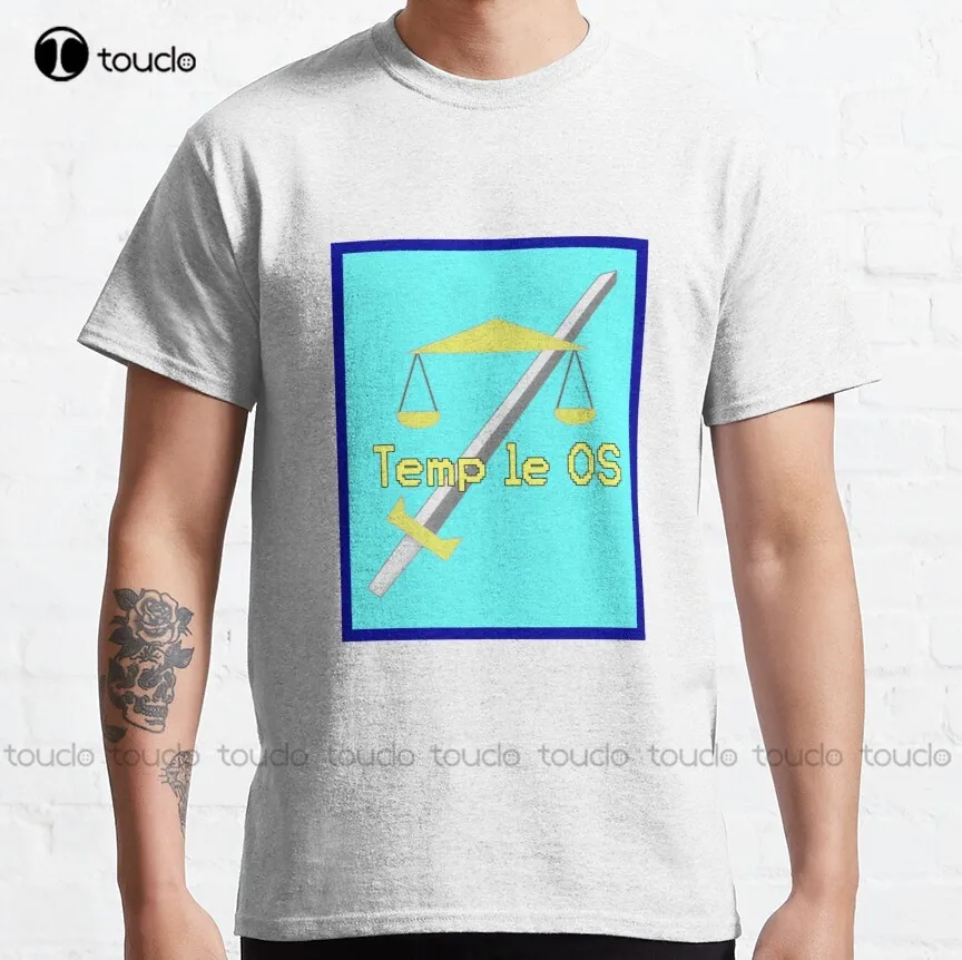 

Templeos Text Logo - Terry A. Davis Classic T-Shirt Templeos Fashion Creative Leisure Funny T Shirts Custom Gift Xs-5Xl