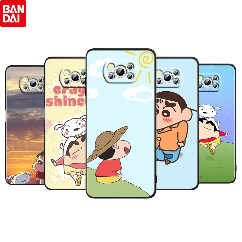 

Cartoon Crayon Shin-chan Cute For Xiaomi Poco M4 X3 F3 GT NFC M3 C3 M2 F2 F1 X2 Pro Mi Mix3 Soft Silicone Black Phone Case Cover