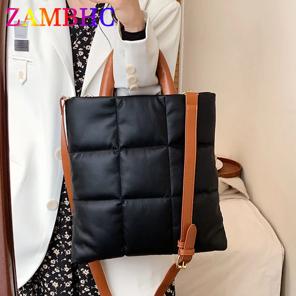 

Большая стеганая сумка-тоут с подкладкой, кошельки и сумочки, роскошные дизайнерские сумки через плечо из искусственной кожи с хлопковым наполнителем для женщин, 2022