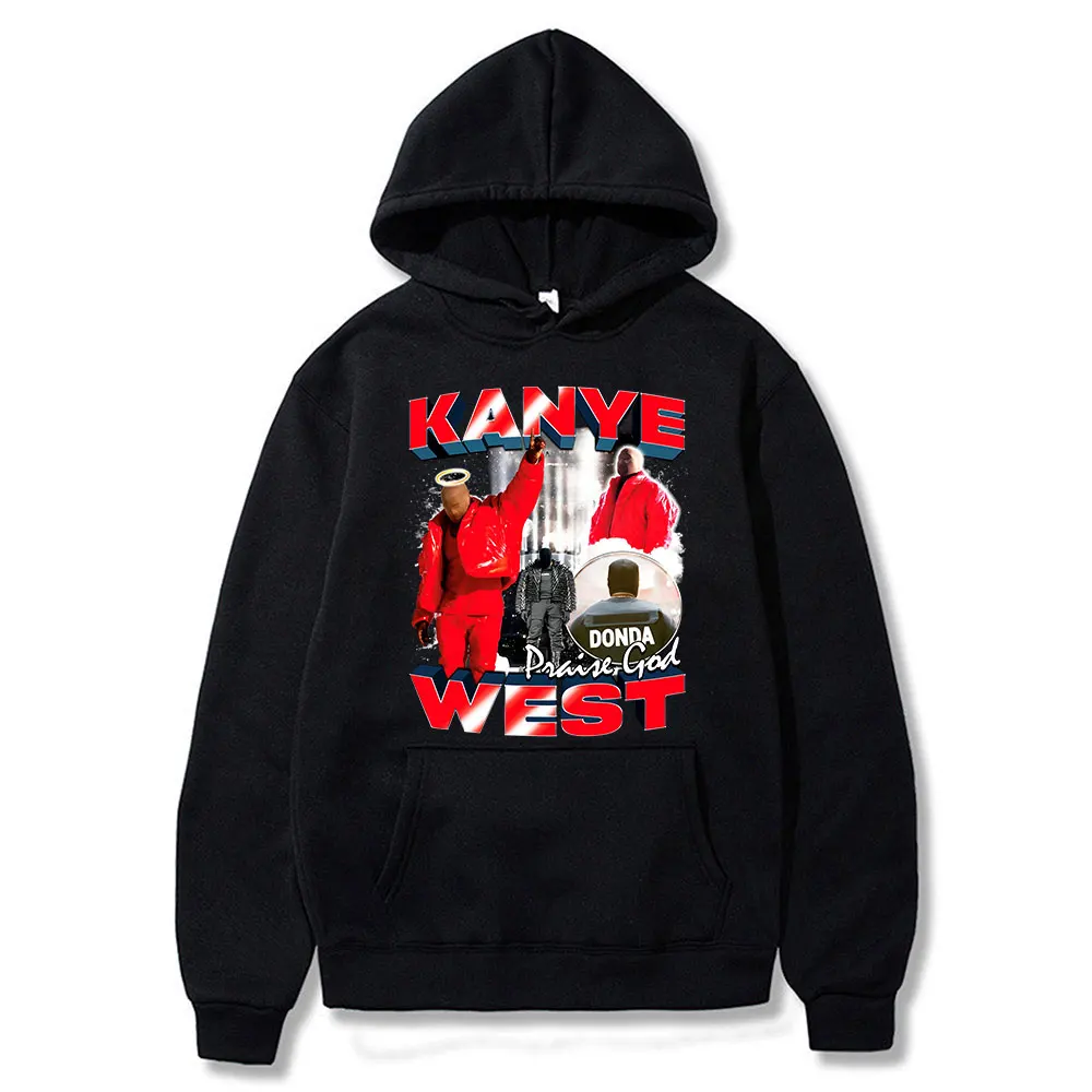 2022 Hip Hop Rapper Hoodie Kanye West 90S Vintage Graphics Sweatshirts Oversize Cotton Tracksuit Streetwear Men Women Hoodies