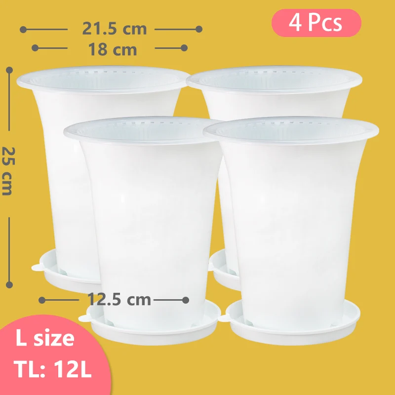 Meshpot 4 Pack 18cm Orchid Pot with Root Controlling Slot Plastic Flower Planter for Cattleya Cymbidium Orchid Plants