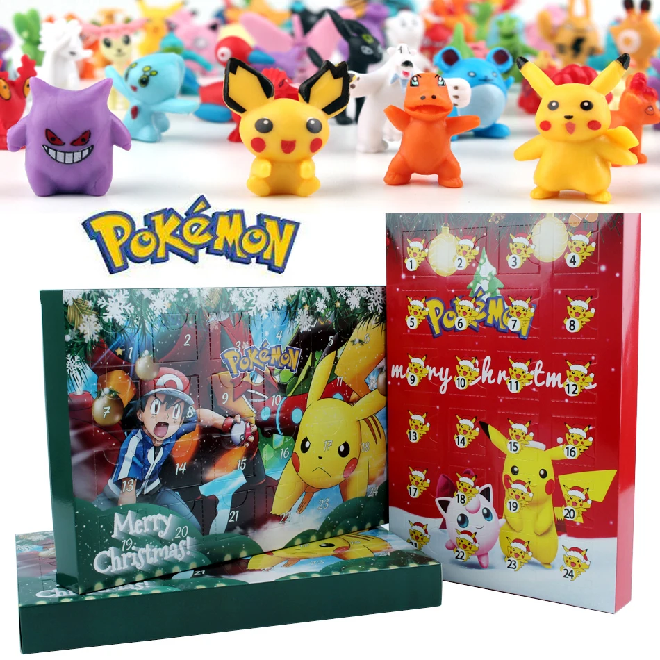 Фотобокс с календарём 24 шт. милые Аниме фигурки Пикачу детские игрушки для