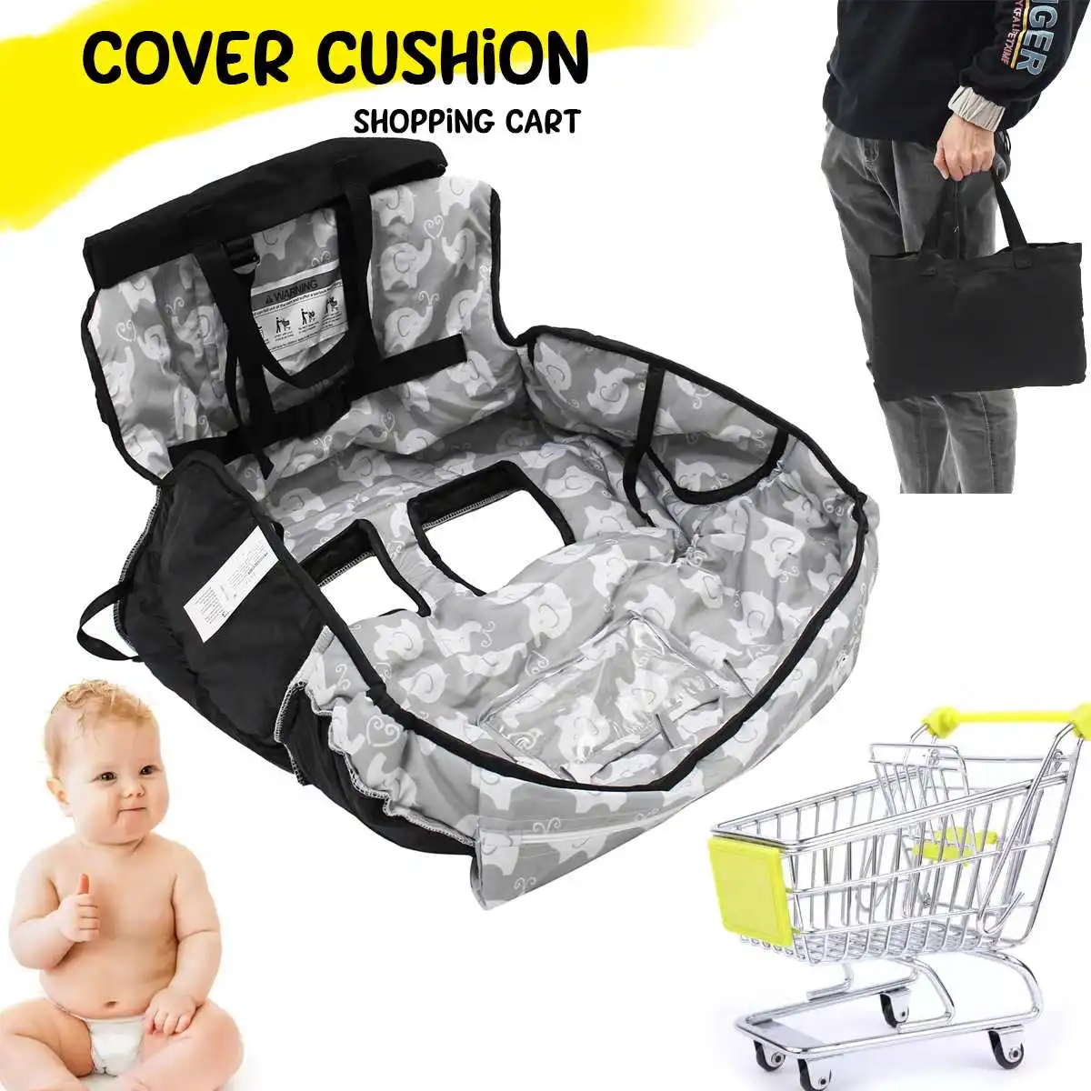 

Foldable Baby Kids Shopping Cart Cushion Kids Trolley Pad Baby Shopping Push Cart Highchair Cover Baby Chair Seat Mat EU STOCK