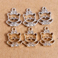 10pcs 1519mm cute crystal animal hollow frog charms pendants for jewelry making women fashion drop earrings necklaces diy gifts