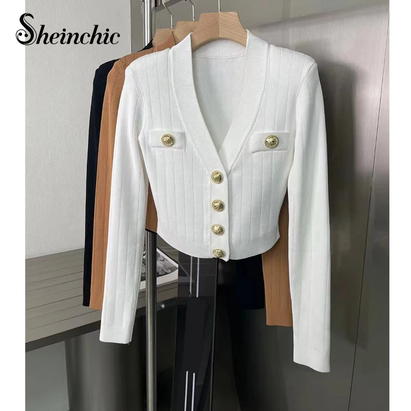 Дизайнерская осенняя одежда Женский винтажный Повседневный вязаный свитер 2022