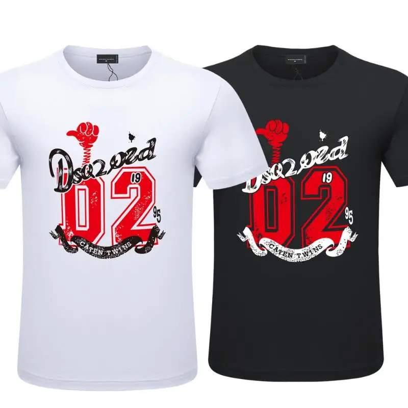 

Мужская Летняя хлопковая Футболка с круглым вырезом и буквенным принтом