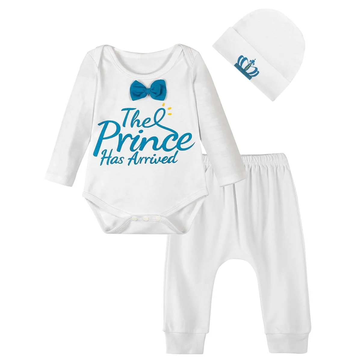 

Newborn First Birthday Outfits Set Baby Boys Cake Smash Photo Props Clothes Little Prince Letter Print Clothing White 3pcs