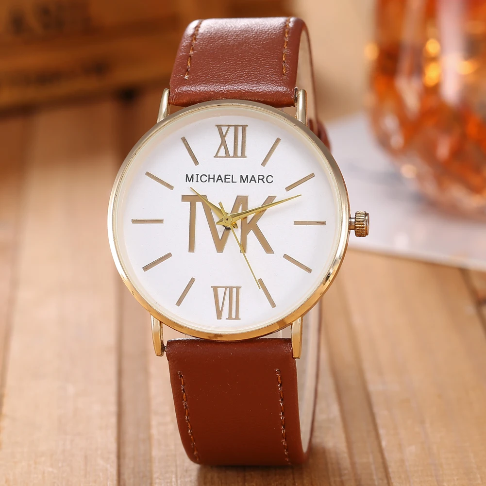 Luxury Brand TVK Women's Watches Fashion Leather Water Resistant Roman Digital Watch Ladies Casual Sport Quartz WristWatch Gift