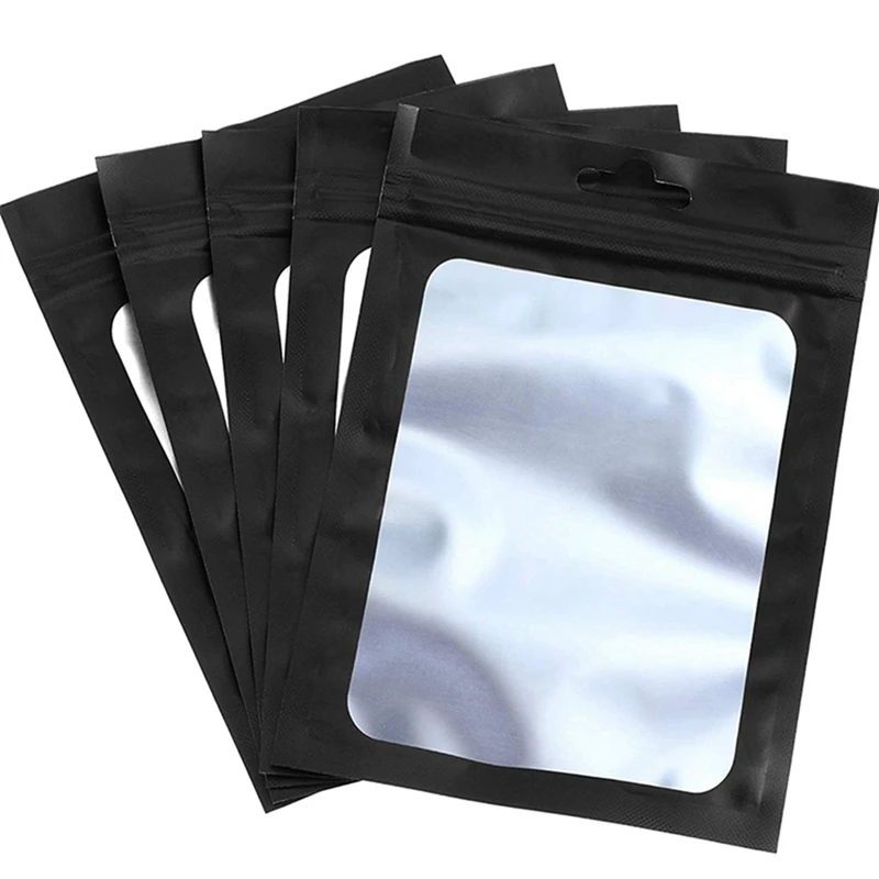 

A63I 600 Pieces Resealable Food Storage Bags With Clear Window Coffee Beans Packaging Pouch (Black, 2.4 X 4 Inch)