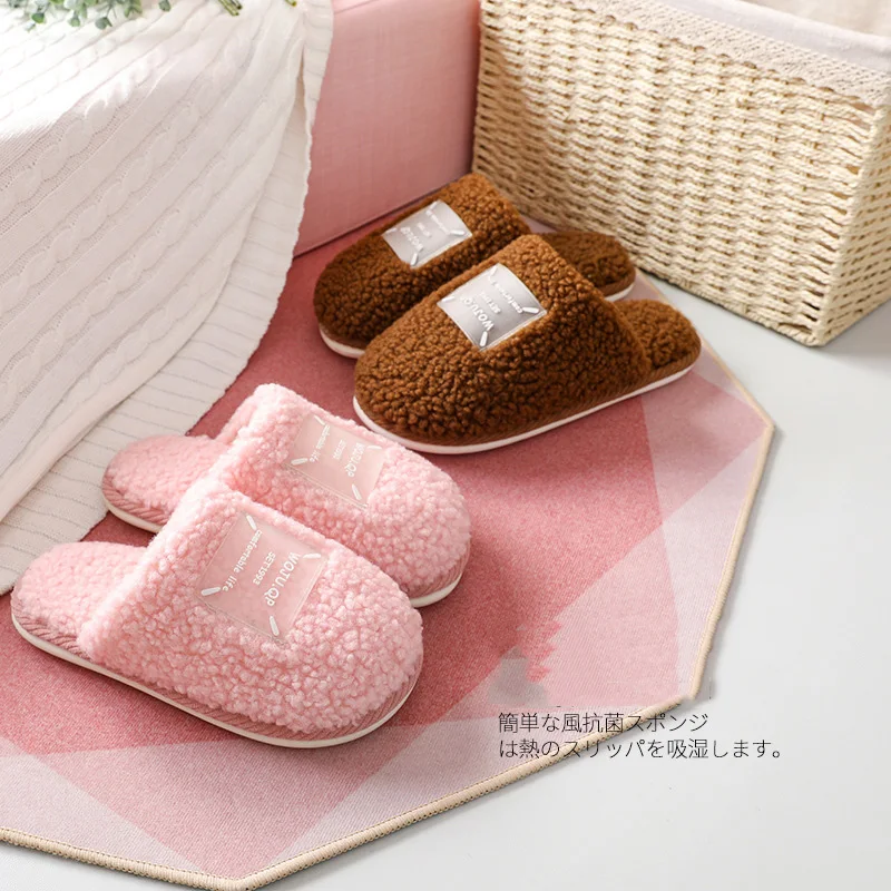 Plush Warm Home Slippers Women Cotton Soft Comfortable Winter Men Pink Shoes Indoor For Bedroom Fluffy Slipper Lovers Couples