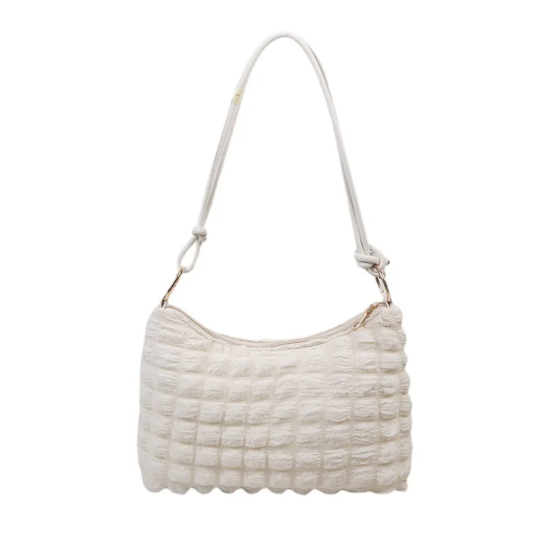 

Gentle Soft Bag White Cloud Rhombus Pleated Casual 2022 Personalized Quilt Bag Large Capacity Crossbody Dumpling Bag for Women