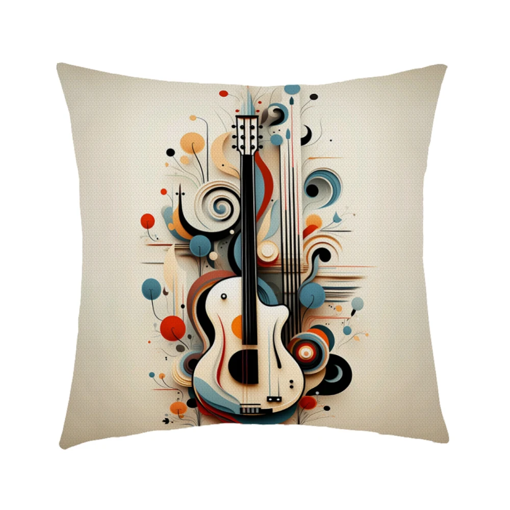 

Double Sided Printed Cushion Cover Musical Instrument Patterns Home Decoration Pillowcase Bedroom Sofa car Short Plush 45x45cm