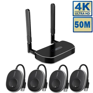 Wireless HDMI Transmitter and Receiver Kits Full HD 4K@30Hz 5GHz 164ft Wireless Display Dongle Plug 