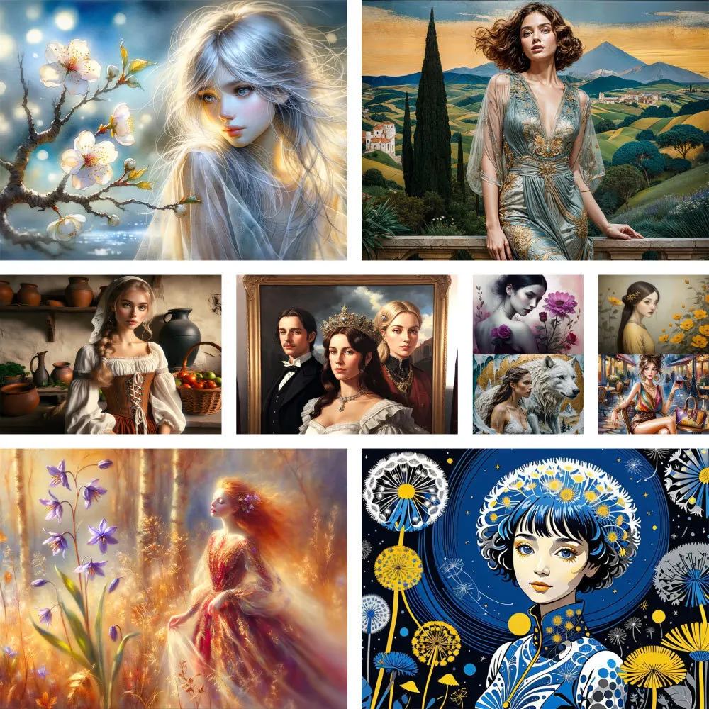 orta para dziewczyna kwiaty drukowane ścieg krzyżykowy DIY haft pełny zestaw Hobby szycie dziewiarstwo robótki Mulina inna hurtownia