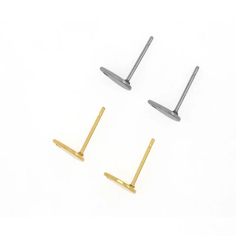 50Pcs Stainless Steel Drop-Shaped Earrings With Hole Blank Base Tray Suitable For 8mm Jewelry DIY Making Earrings Accessories