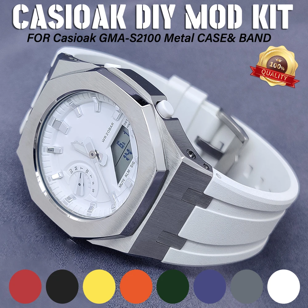 

Luxury Casioak GMAS2100 Mod Kit Gen4 Stainless Steel Strap Case Modified Watch Case Bezel For G-Shock GMA-S2100 Replacement