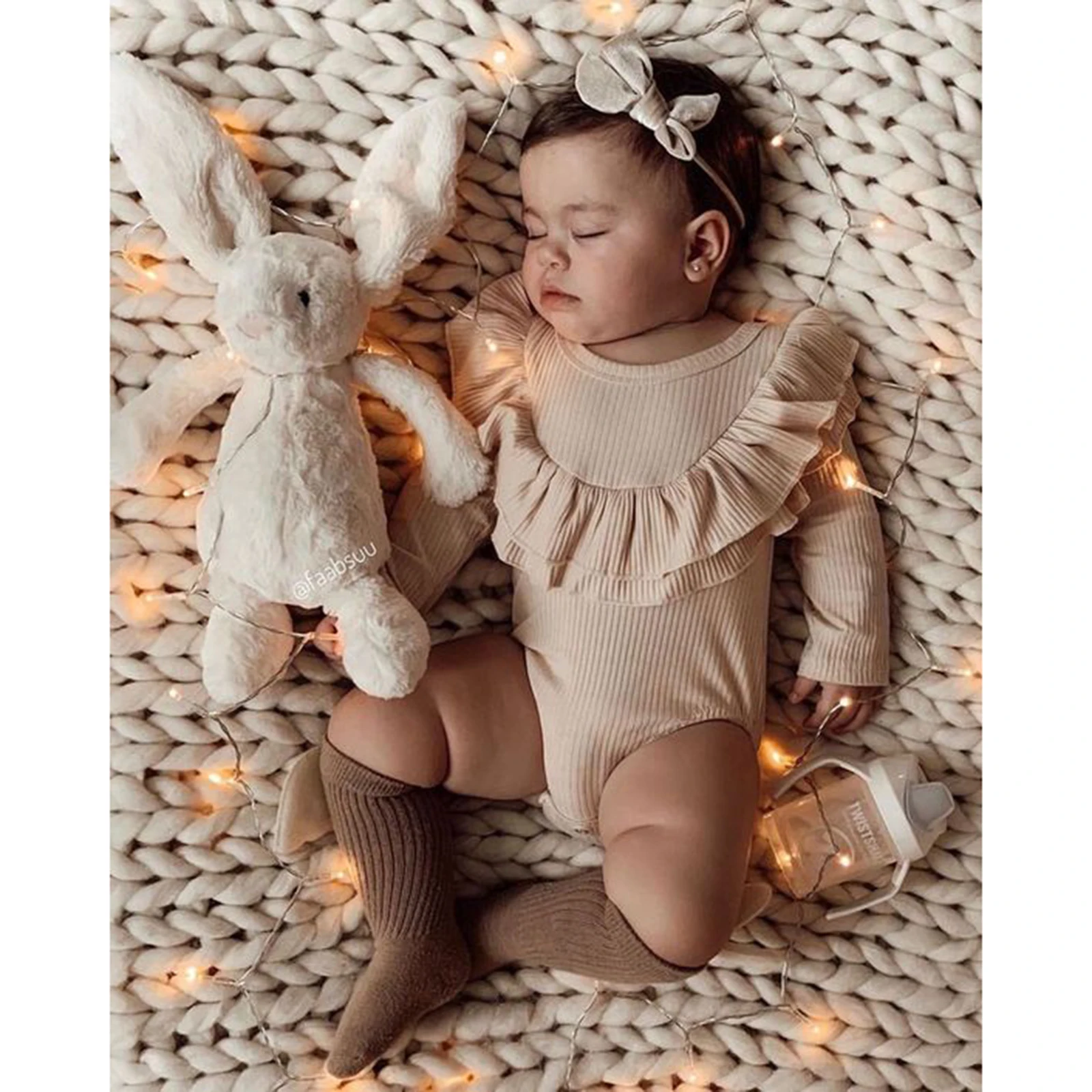 

Ma&Baby 3-24M Newborn Infant Baby Girl Romper Knit Soft Long Sleeve Ruffle Jumpsuit Spring Autumn Toddler Girls Clothing D01