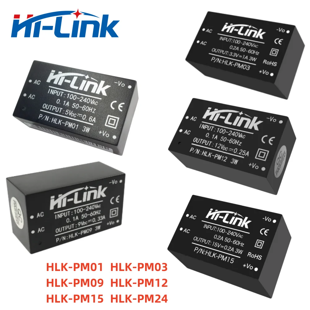 Hilink HLK-PM01 HLK-PM12 220V to 5V 12V 3W Series AC DC Isolated Power Supply Module Step Down Power Converter