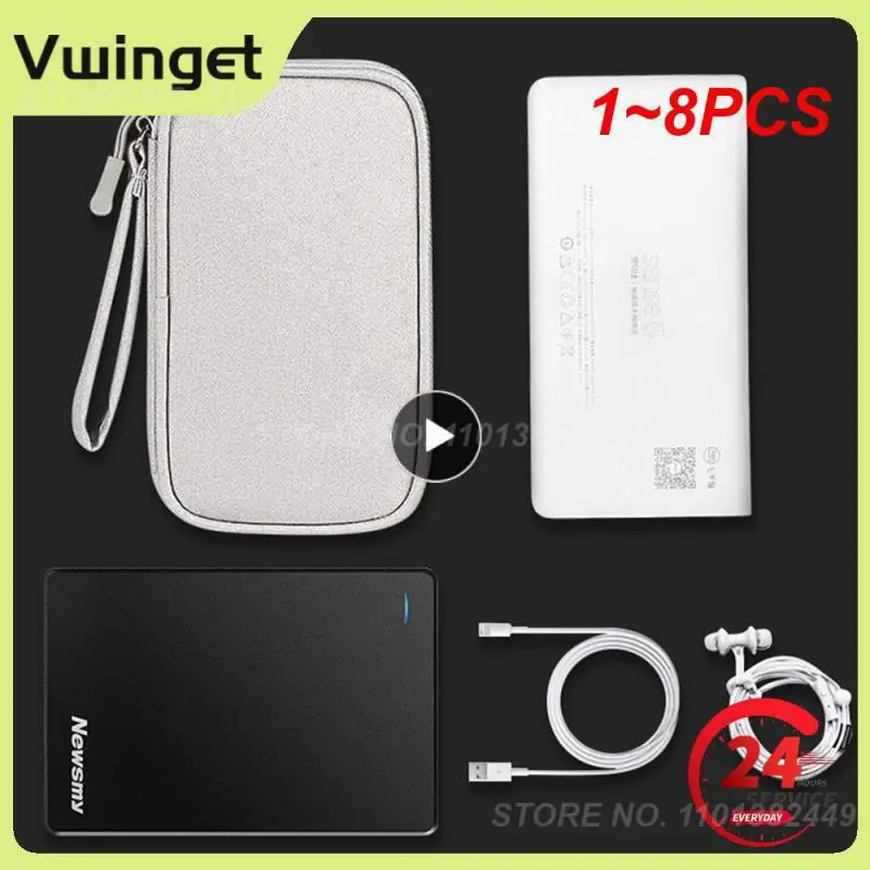 

1~8PCS Data Cable Storage Bags Double Layer Digital USB Hard Disk Protection Bag Portable Earphone Organizer Digital Gadget