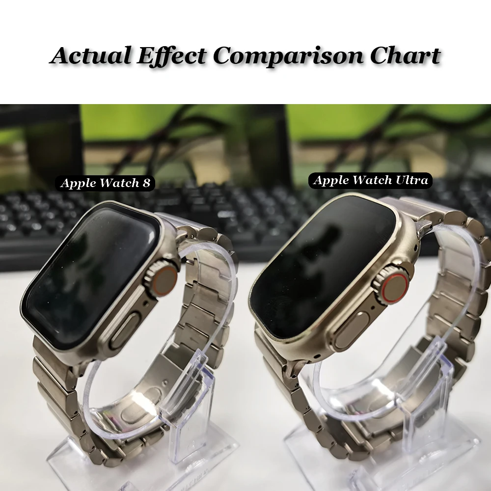 PC+Glass Case For Apple Watch Series 8 7 45mm Screen Protector Appearance Change to Ultra Frame Cover for iWatch 8 6 5 4 se 44mm