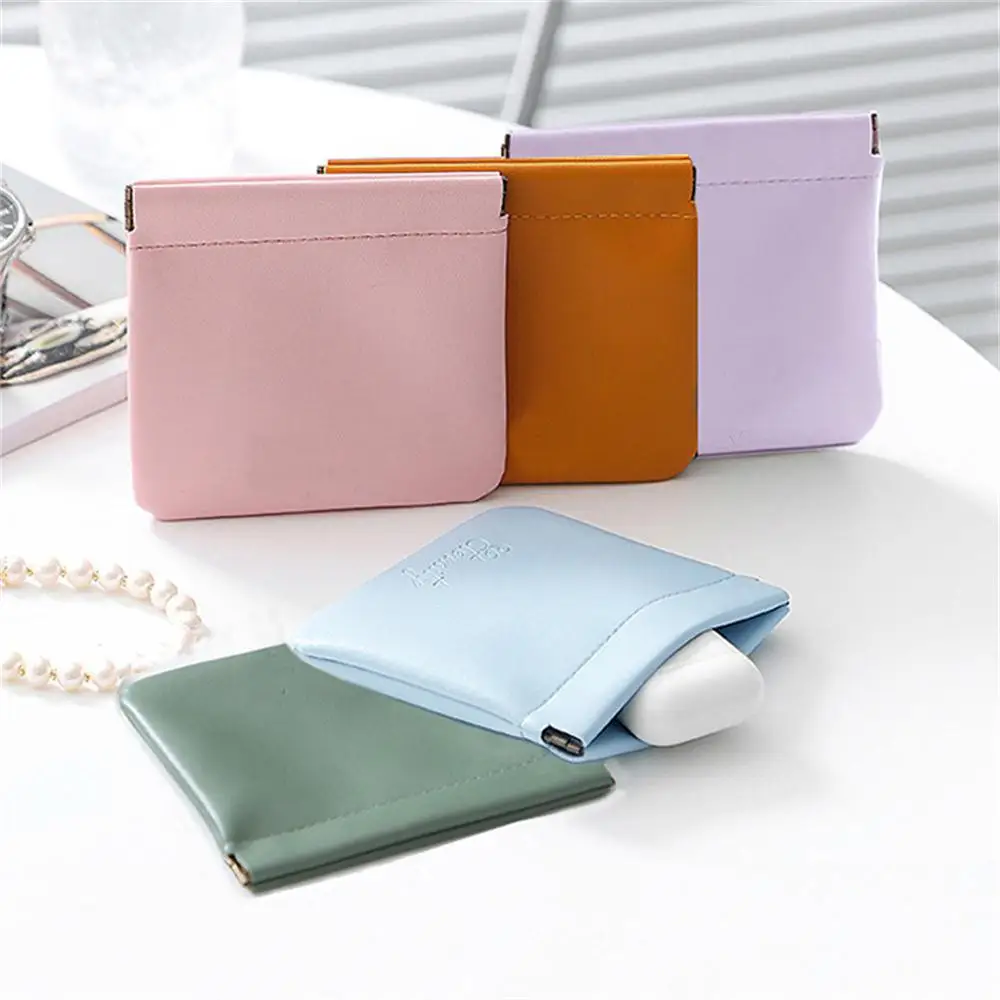 

Earphone Storage Pouch Automatic Closing Lipstick Pouch Leather Cable Organizer Bag Sealing Coins Keys Organizer Bag Jewelry