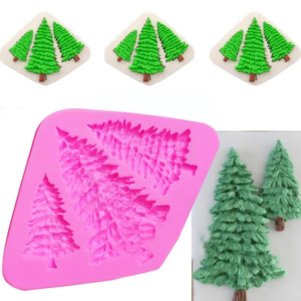 

3 Hole Christmas Tree Shaped Silicone Mold Cake Decoration Silicone Gumpaste 3D Cookies Candy Fondant Tools T0972 Mould X1M6