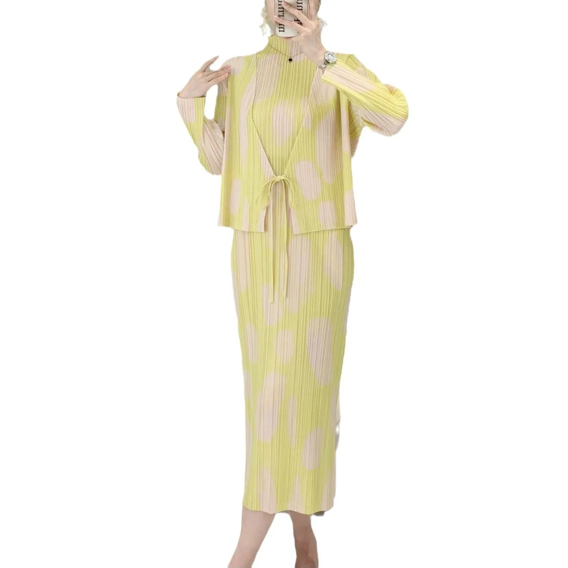 Плиссированная юбка комплект 2024 высококачественное женское летнее новое платье