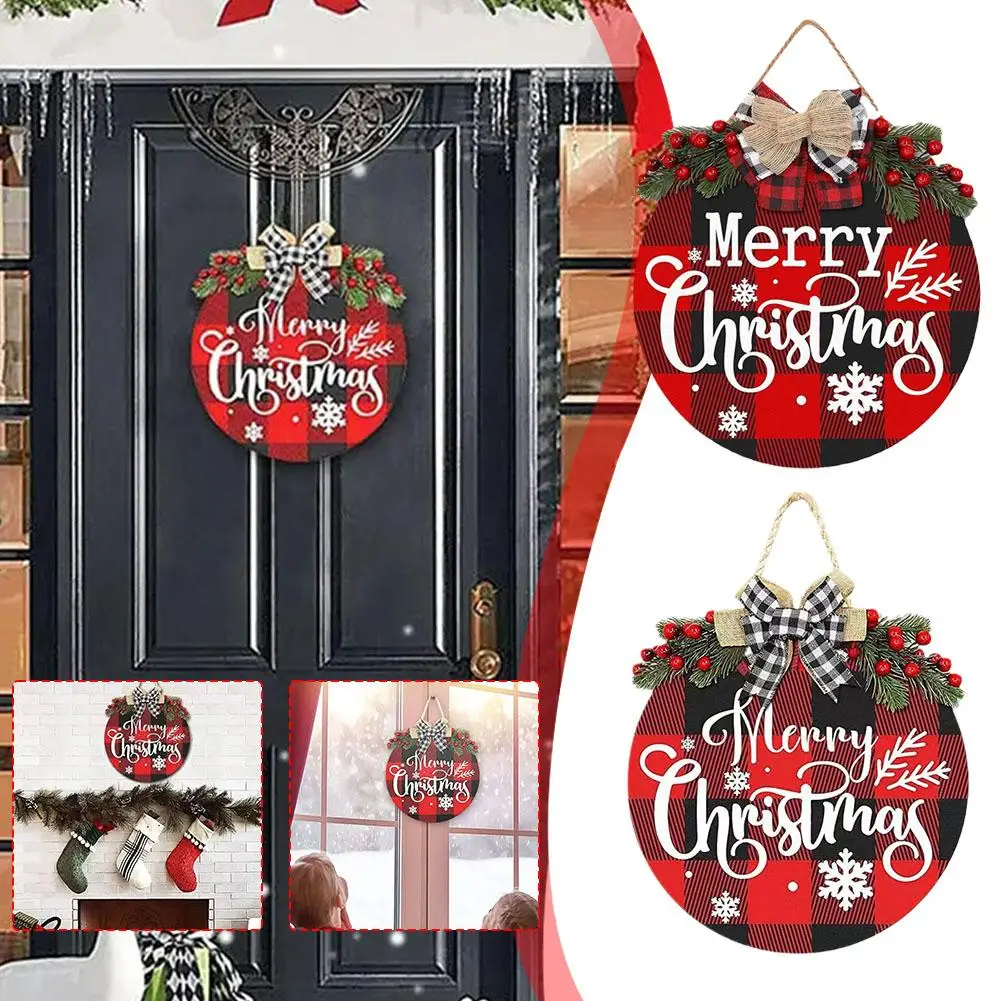 

Wooden Christmas Wreath Door Hanging Oranments Xmas Pendants Merry Christmas Decor For Home Happy New Year Navidad Supplies B5G8