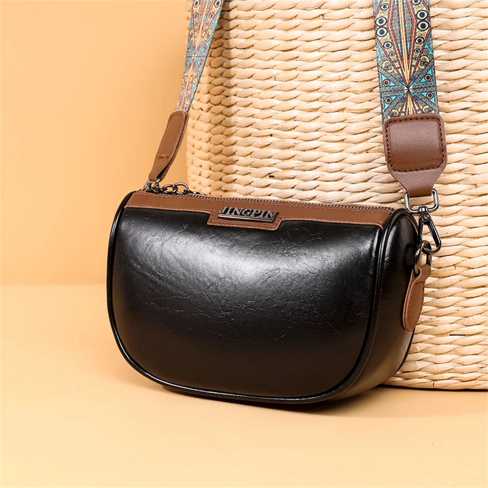 

Luxury Oil Wax Soft Leather Ladies purses and handbags Vintage Shoulder Crossbody Bags For Women Solid Color Female Wallet Sac