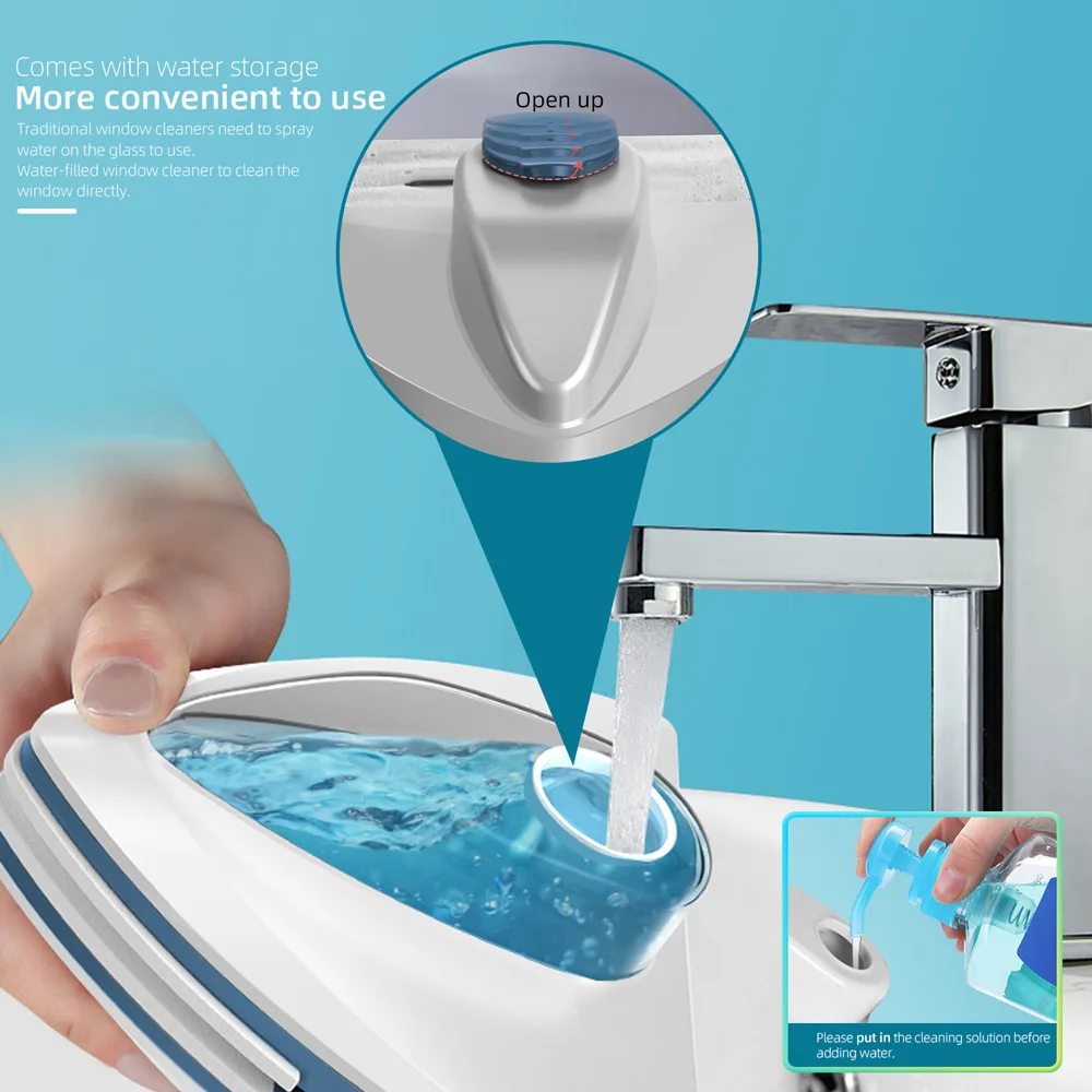 

Magnetic Glass Brush Automatic Water Discharge Double Side Glass Cleaning Brush For Window Cleaning Household Cleaning Tool