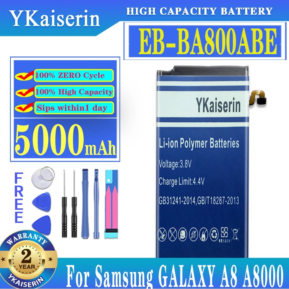 

YKaiserin for SAMSUNG EB-BA800ABE 5000mAh Battery For Samsung Galaxy A8 (2015) A800 SM-A8000 A800F A800S A800YZ Batteria