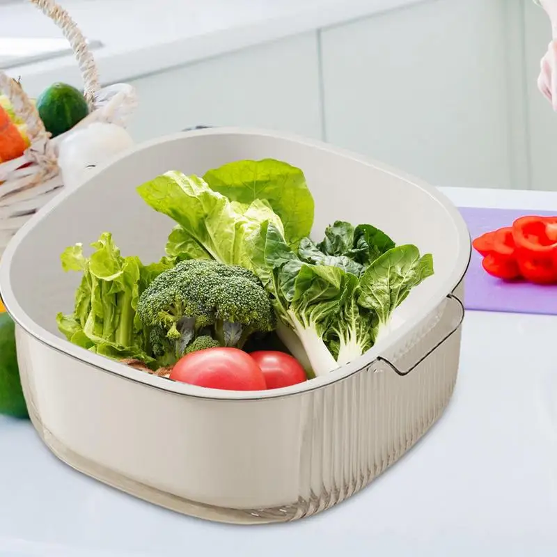 Корзина для слива фруктов и овощей корзина мытья Двухуровневая сливная раковина