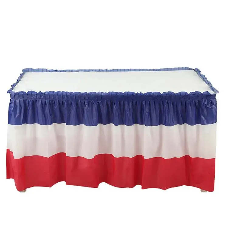

Self Adhesive July 4th Tableskirts Memorial Day Table Skirt Festival Tableware Decoration Independence Day Decorations Red Blue
