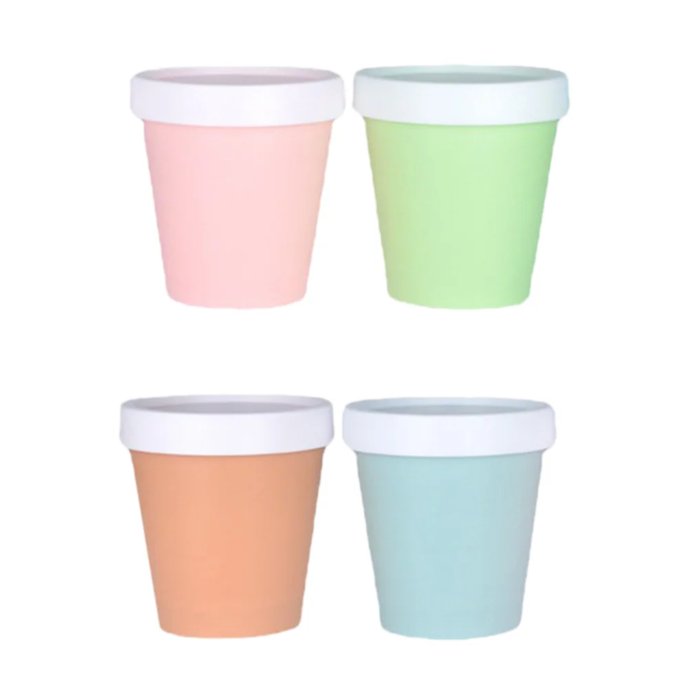 

4 Pcs Empty Ice Cream Bottle Plastic Food Containers Soup Cups Lids Dessert Facial Bowls Pp Yogurt