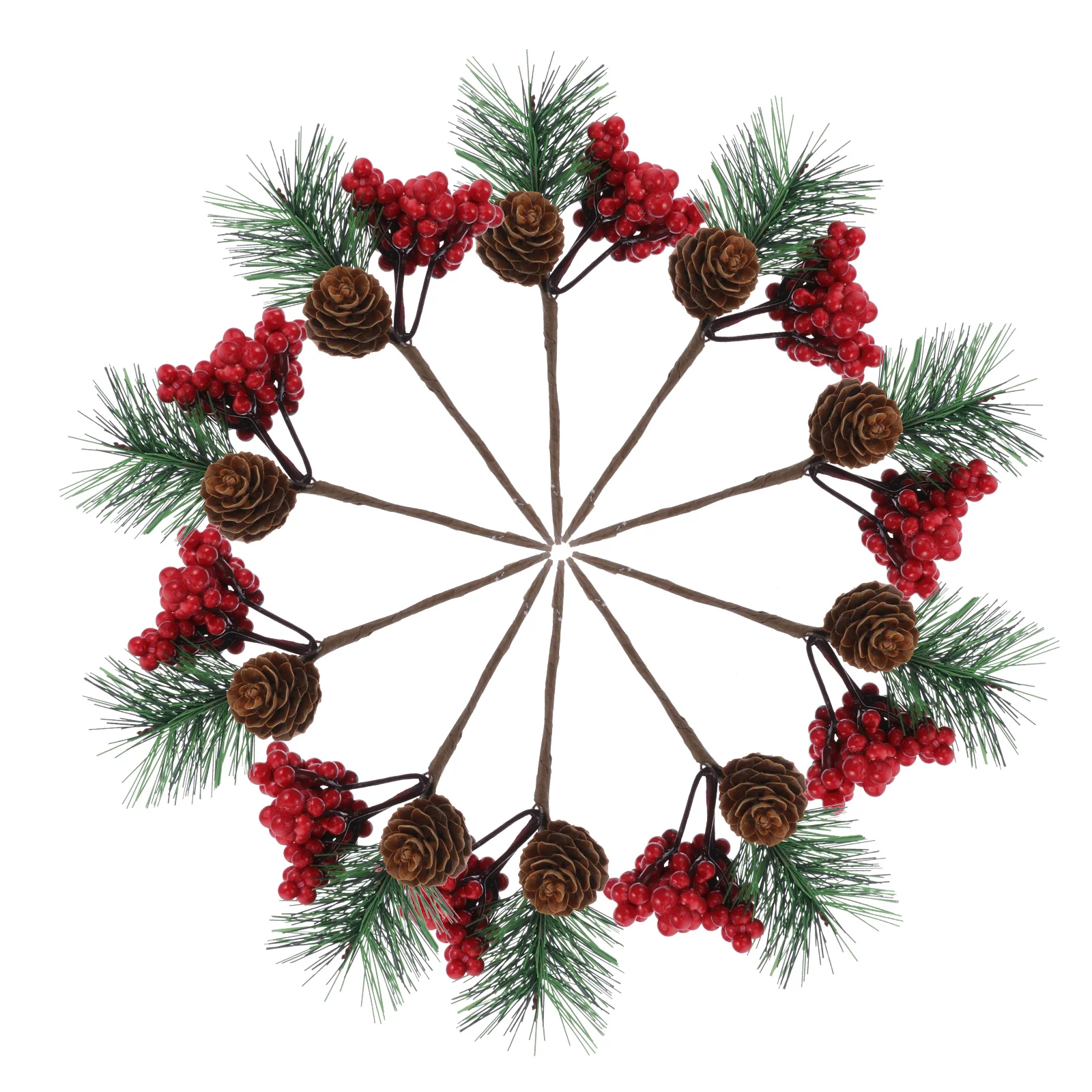 

Berry Artificial Picks Christmas Holly Stems Pine Red Bouquets Faux Tree Party Simulated Supplies Stem Branches Xmas