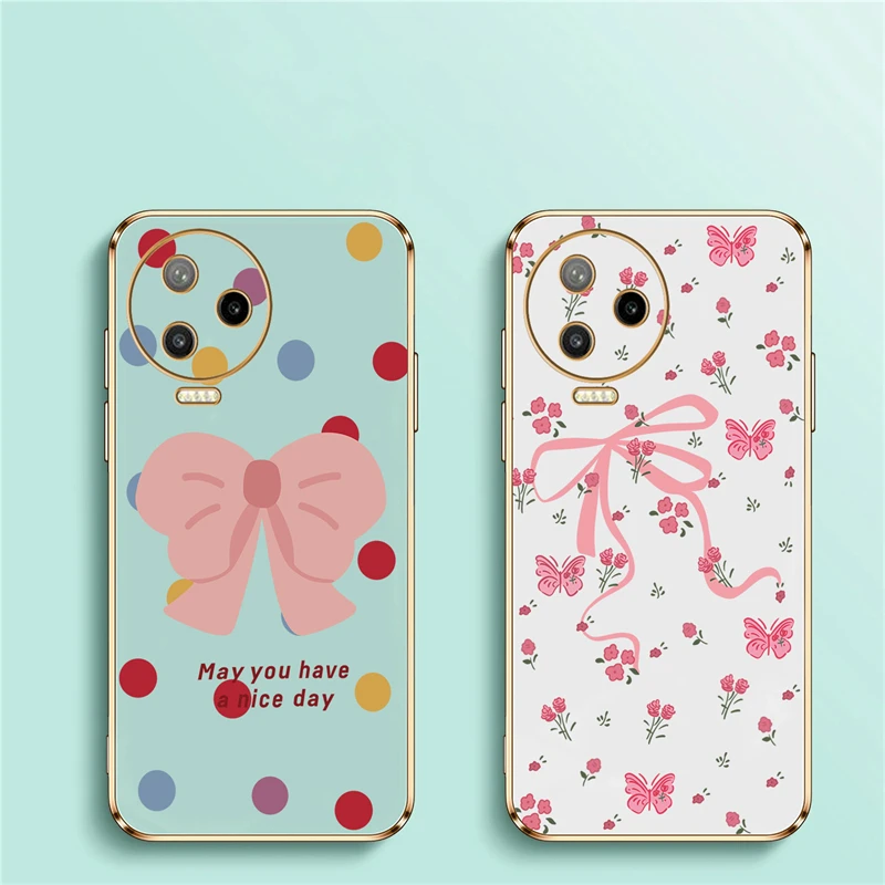 INS корейский розовый бант цветочный Рисунок планшетов для Infinix Note 40 Pro 30 VIP 12 11 8i 10