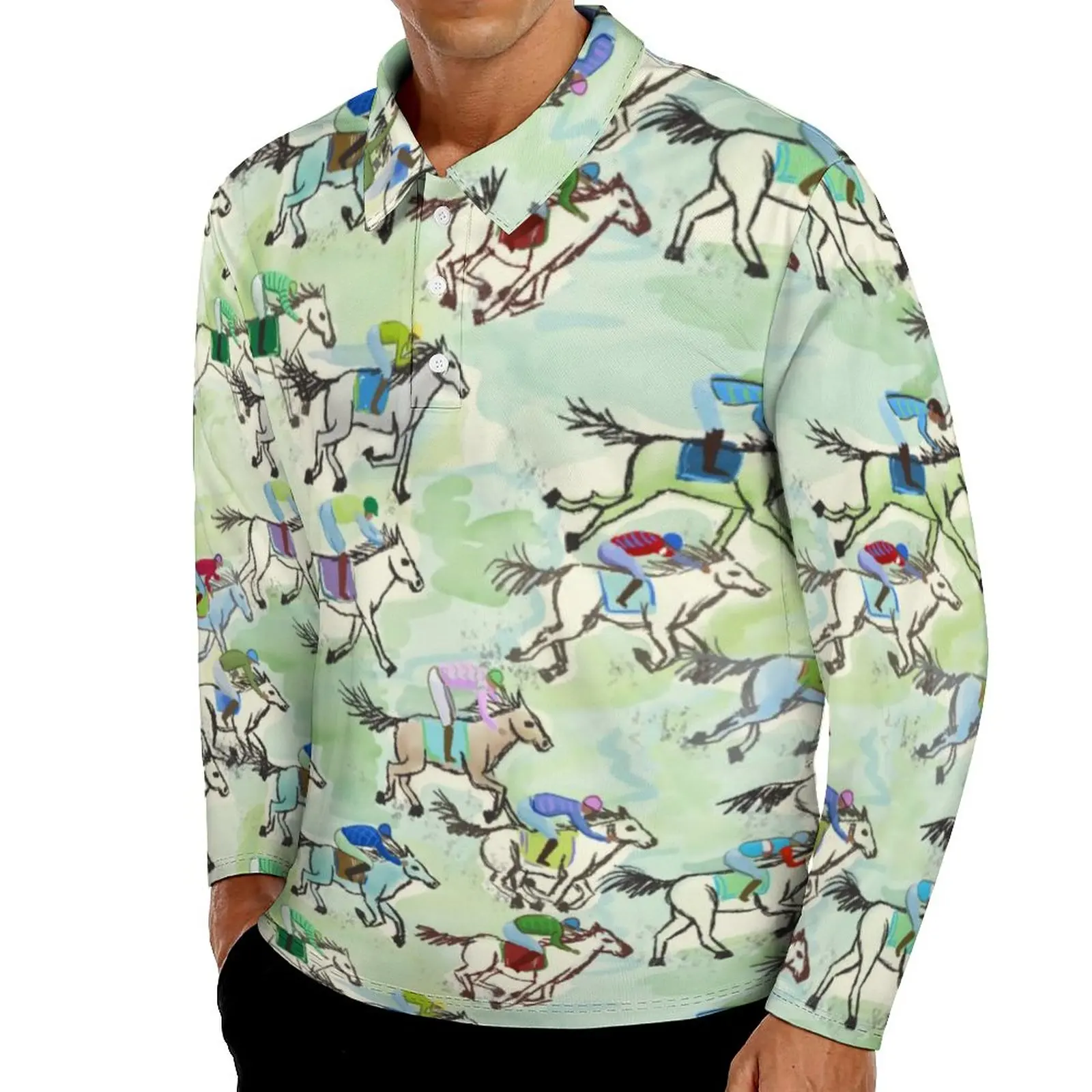 

Футболка-поло мужская с длинным рукавом, большого размера