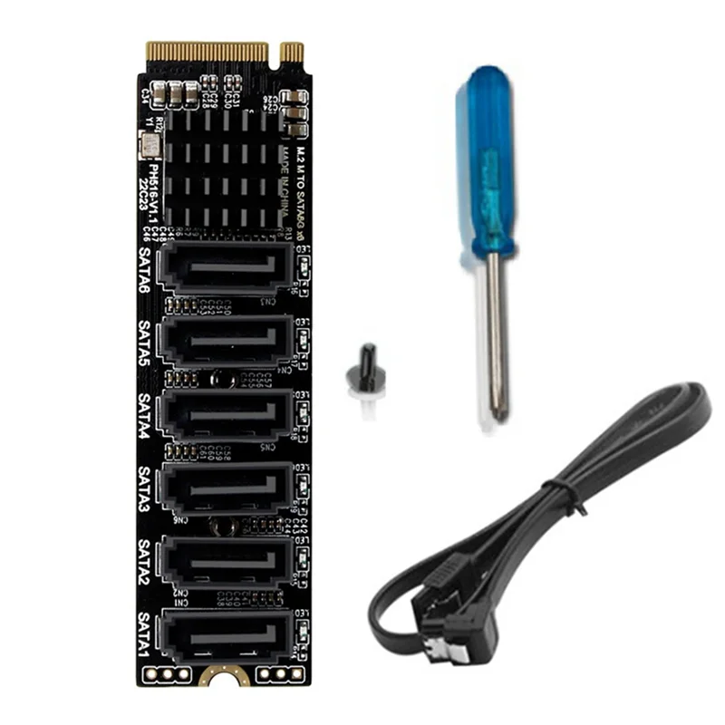 Переходная карта M.2 MKEY PCI-E NVME — SATA3.0 PCIE SATA 6Gpbsx6-портовая плата расширения ASM1166