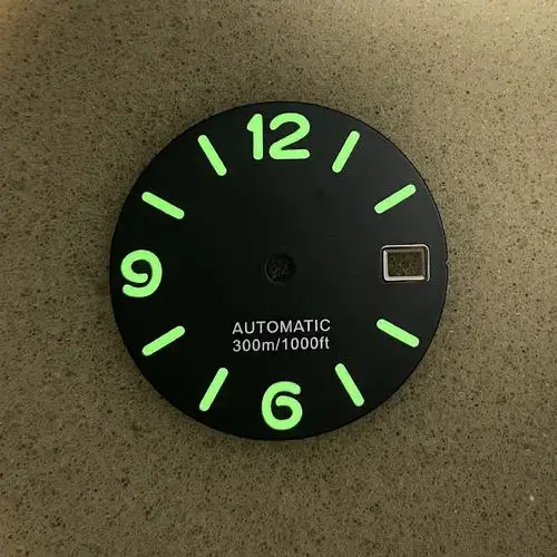 Vintage dial frosted black C3 Green Luminous 28.5 MM NH35/36 Movement NH35 Dial SKX007 Mechanical Watch Modification Accessories