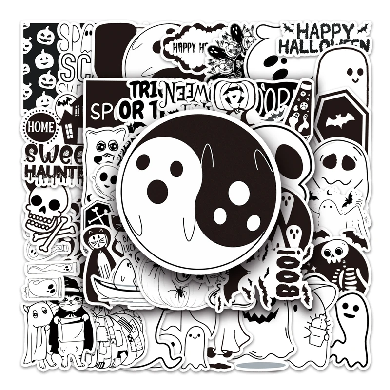 Наклейки на Хэллоуин черно-белые 50 шт. наклейки для скрапбукинга сделай сам