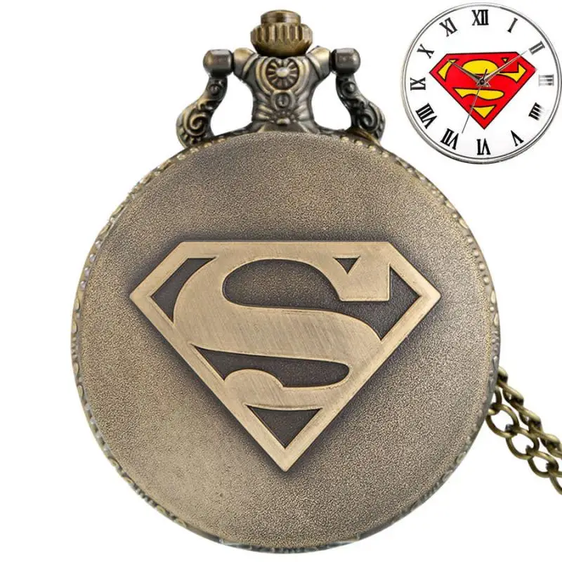 

Бронзовые карманные часы Super "S" в стиле стимпанк, Модные Аналоговые часы с красным циферблатом, Супер Вентиляторы, подарки, кварцевые часы дл...